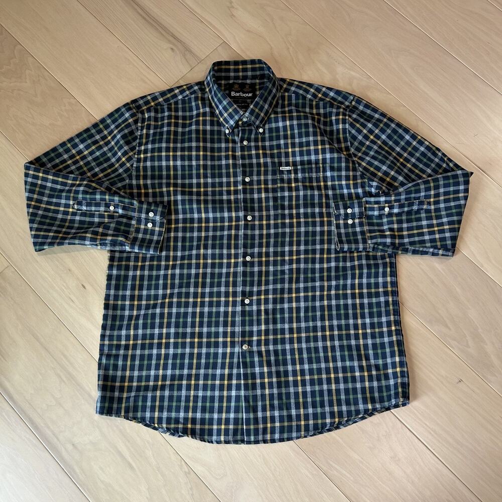 Barbour Regular Fit Button Up Plaid Shirt Long Sleeve Men’s USA XL